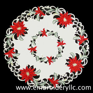 Red Poinsettia Cream Fabric
